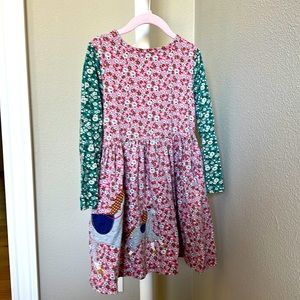 Boden Girl Dress, Appliqué Hotchpotch dress for 6-7y